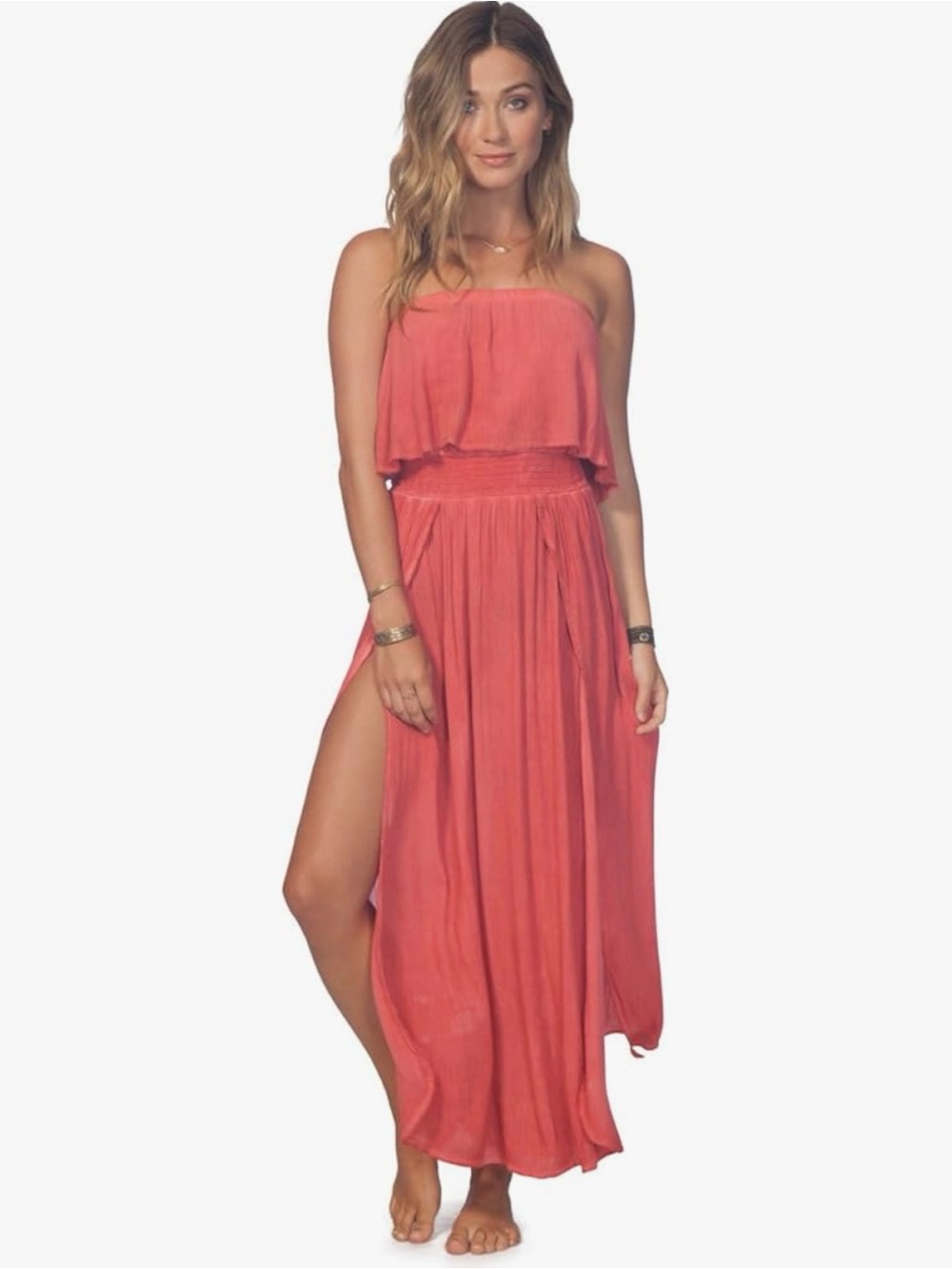 Rip Curl Coral Strapless Maxi Dress